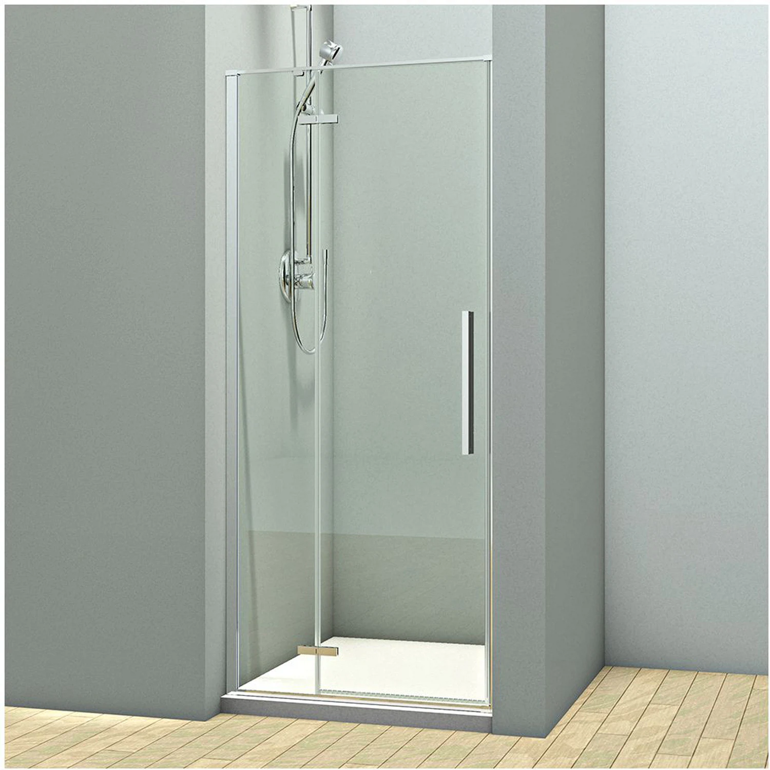 Изображение товара Душевая дверь Veconi Vianno 80х195 см стекло прозрачное профиль хром распашная