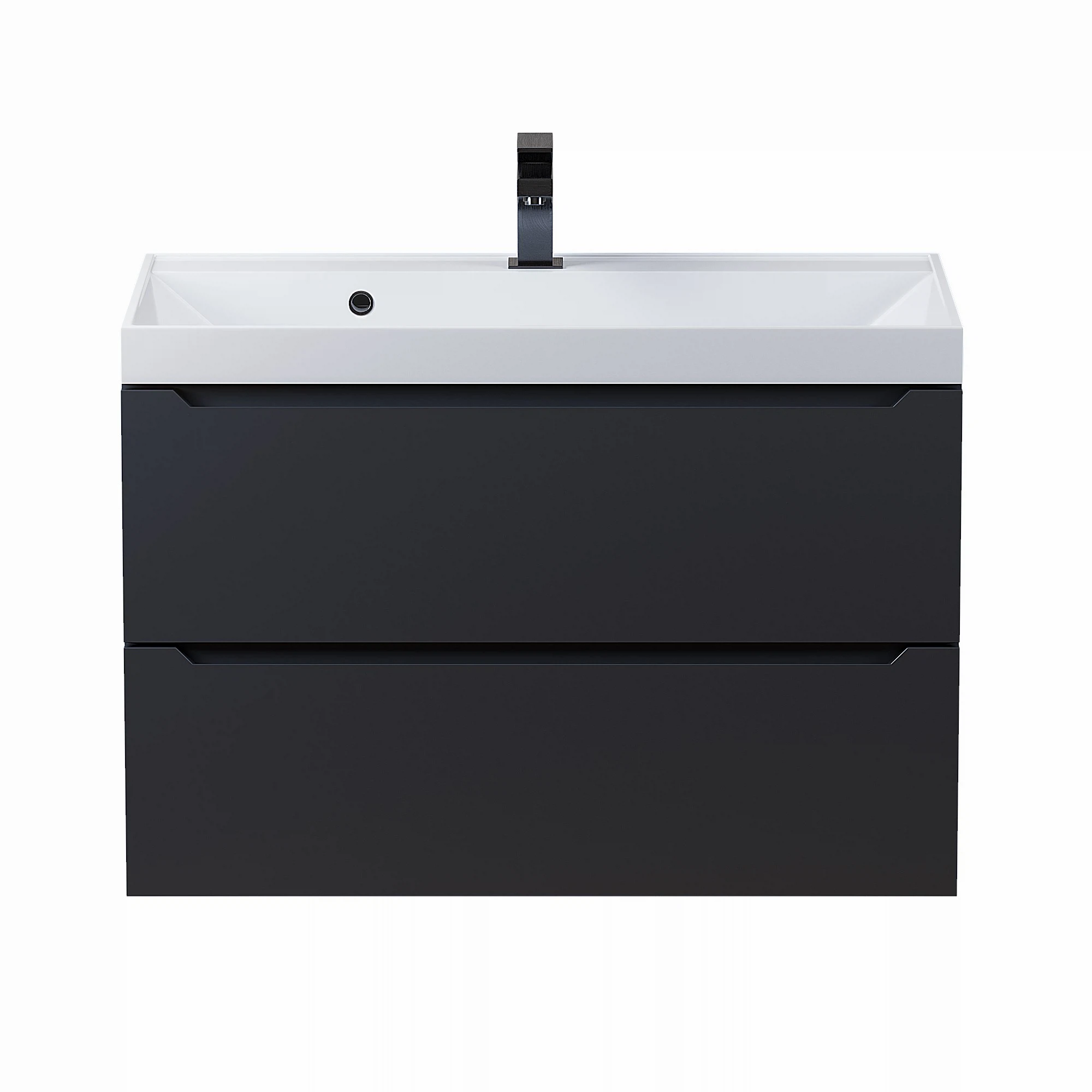 Изображение товара Тумба с раковиной для ванной подвесная Uperwood Tanos-Next 80x45 см черная матовая
