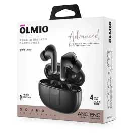 Наушники беспроводные "TWE-20", ANC+ENC, True Wireless, black, OLMIO