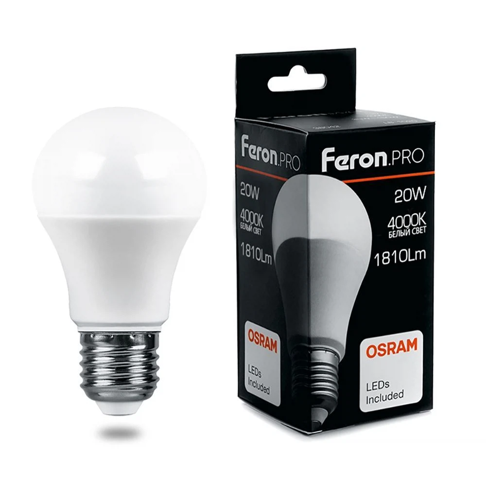 Изображение товара Лампа светодиодная Feron.PRO LB-1020 Шар E27 20W 175-265V 4000K