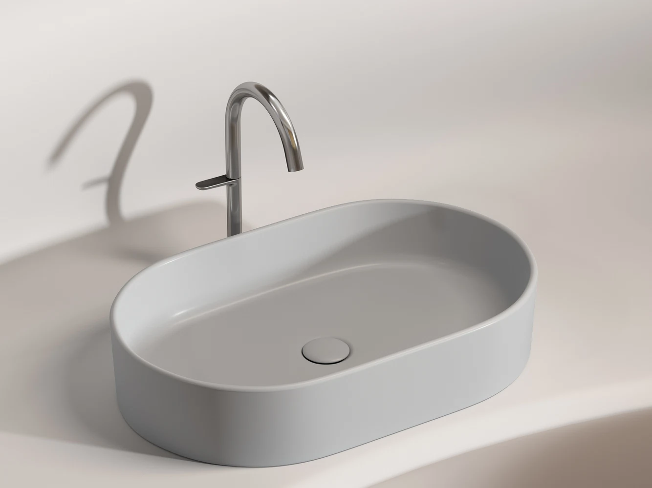 Изображение товара Умывальник накладная овальная Element Серый Матовый 608x385x122 мм