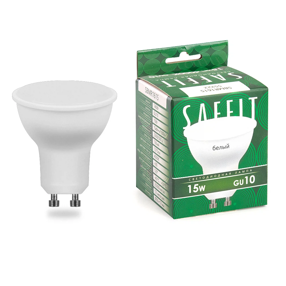 Изображение товара Лампа светодиодная SAFFIT SBMR1615 MR16 GU10 15W 230V 4000K Изображение товара Лампа светодиодная SAFFIT SBMR1615 MR16 GU10 15W 230V 4000K