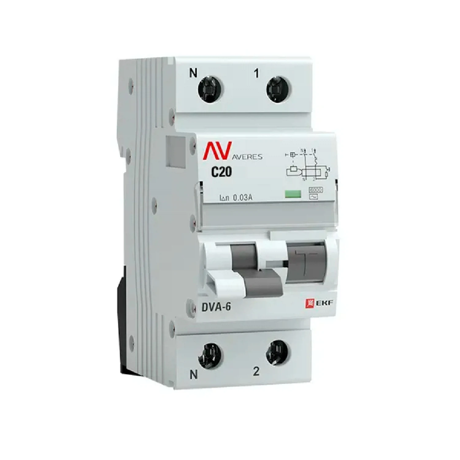 Изображение товара Автомат дифференциальный EKF Averes DVA-6 20А 6кА 2П N