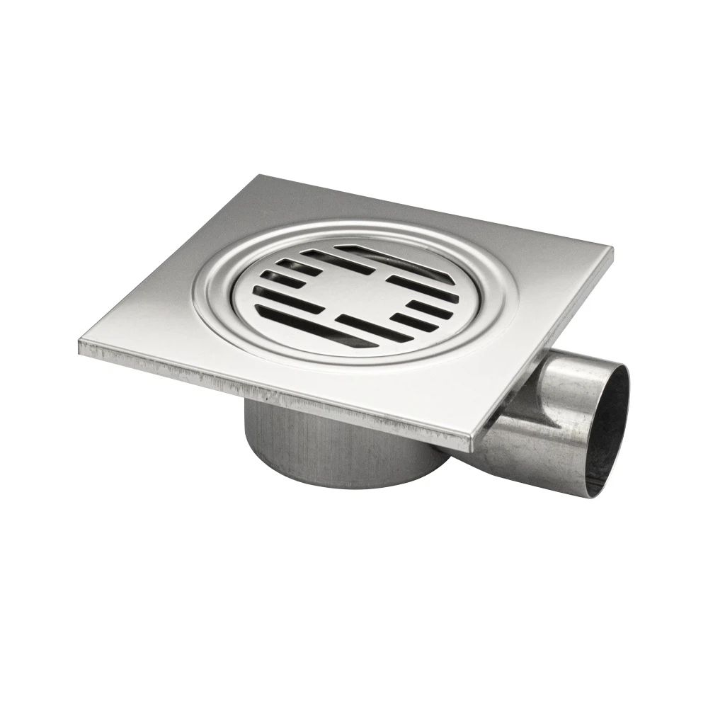 Изображение товара Душевой трап 150x150 мм с горизонтальным выпуском d50 из нержавеющей стали