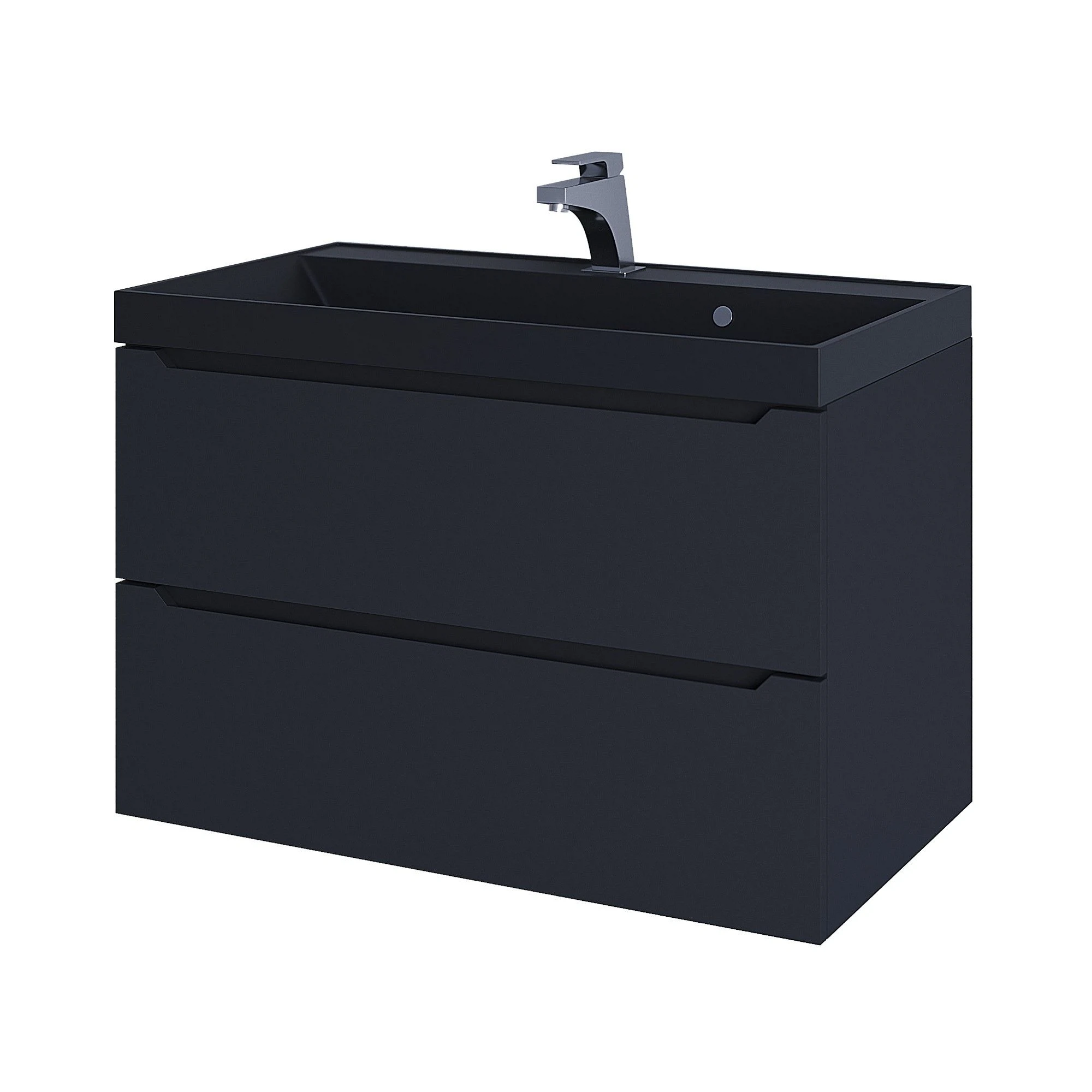 Изображение товара Тумба с раковиной Uperwood Tanos-Classic Quartz 80 см черная для ванной