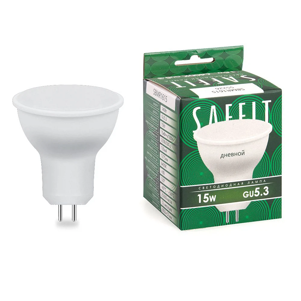 Изображение товара Лампа светодиодная SAFFIT SBMR1615 MR16 GU5.3 15W 230V 6400K Изображение товара Лампа светодиодная SAFFIT SBMR1615 MR16 GU5.3 15W 230V 6400K