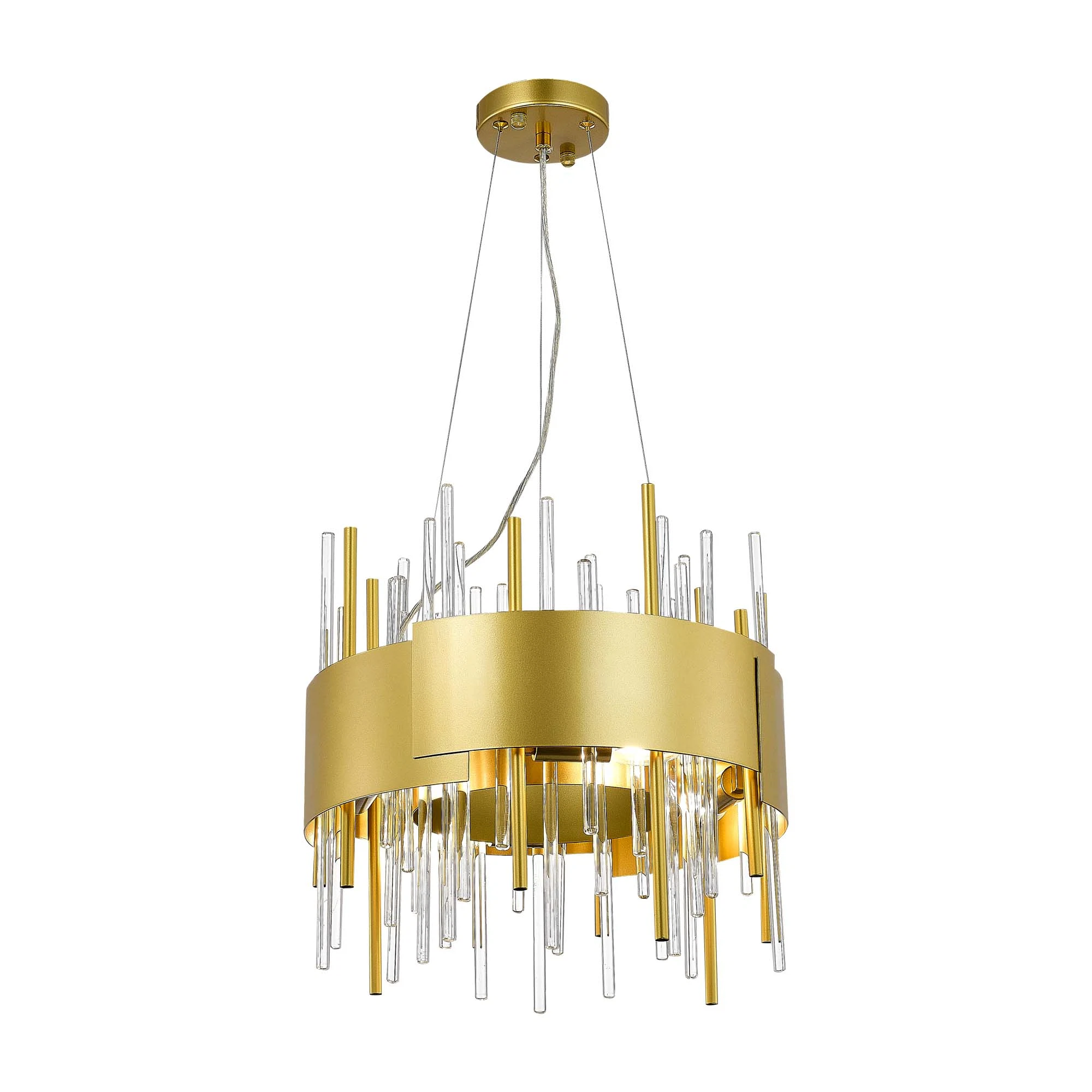 Изображение товара Люстра подвесная ST-Luce Матовое золото с стеклянными трубочками и регулируемой высотой