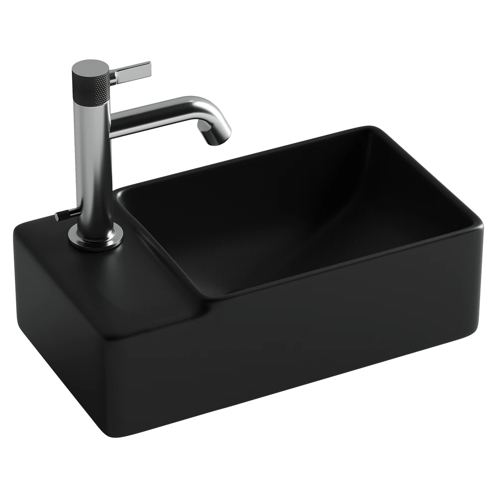 Изображение товара Умывальник подвесной прямоугольный (чаша справа, отверстие под смеситель слева) цвет черный матовый Element 395x220x125мм