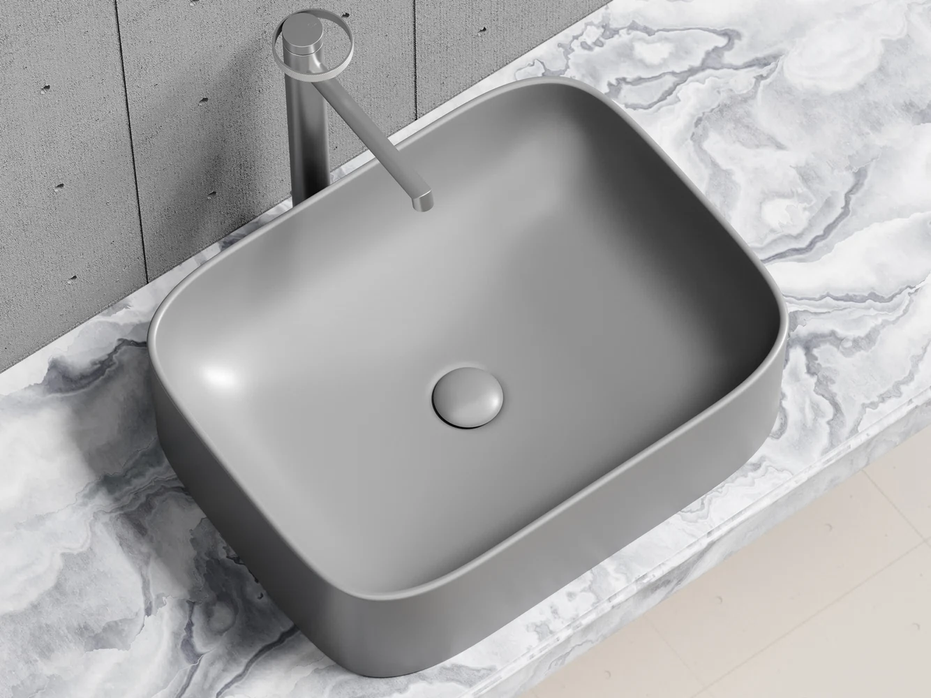 Изображение товара Умывальник чаша накладная прямоугольная Антрацит Матовый 505x380x150мм Ceramica Nova