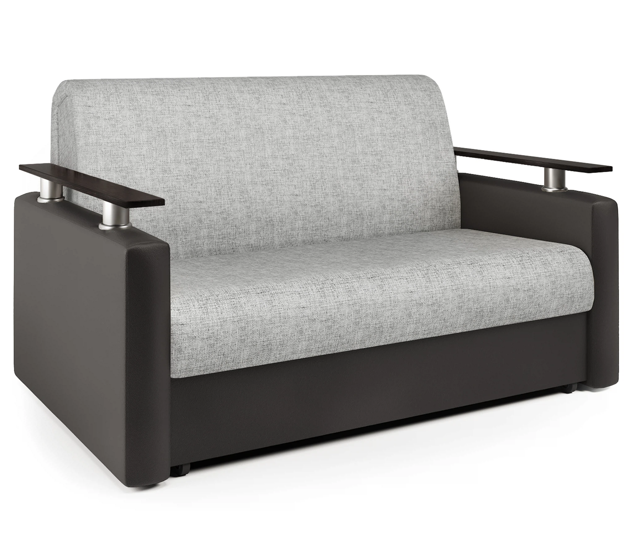 Изображение товара Диван-кровать Шарм 120 экокожа шоколад и серый шенилл