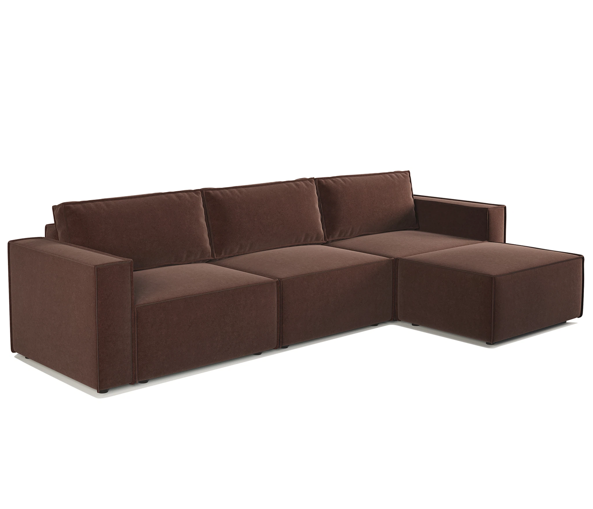 Изображение товара Модульный диван Шарм 25 с велюром Дрим шоколад 327х170х70 см правый