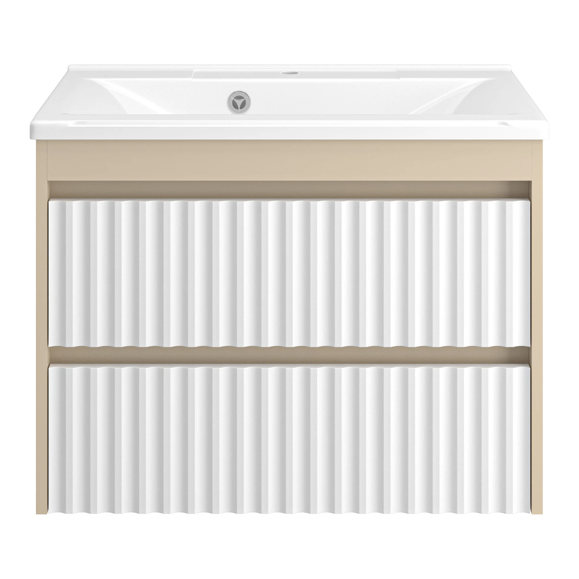 Изображение товара Тумба BALATON 75 подвесная белая-беж. 2 ящ. с раковиной