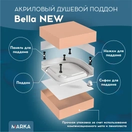 Поддон 1Марка Bella NEW полукруглый 100*100 в комплекте, 01пбн10К