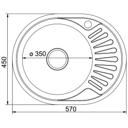 Мойка овал 57х45 (0,8) прав вып 3 1/2 MIXLINE 18 см с сифоном