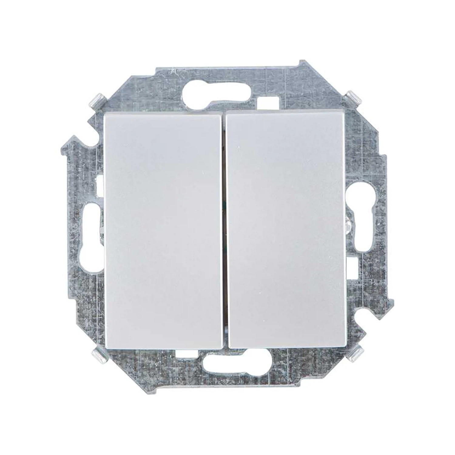 Изображение товара Выключатель с 2 клавишами Simon алюминий 16А 250В монтаж скрытый