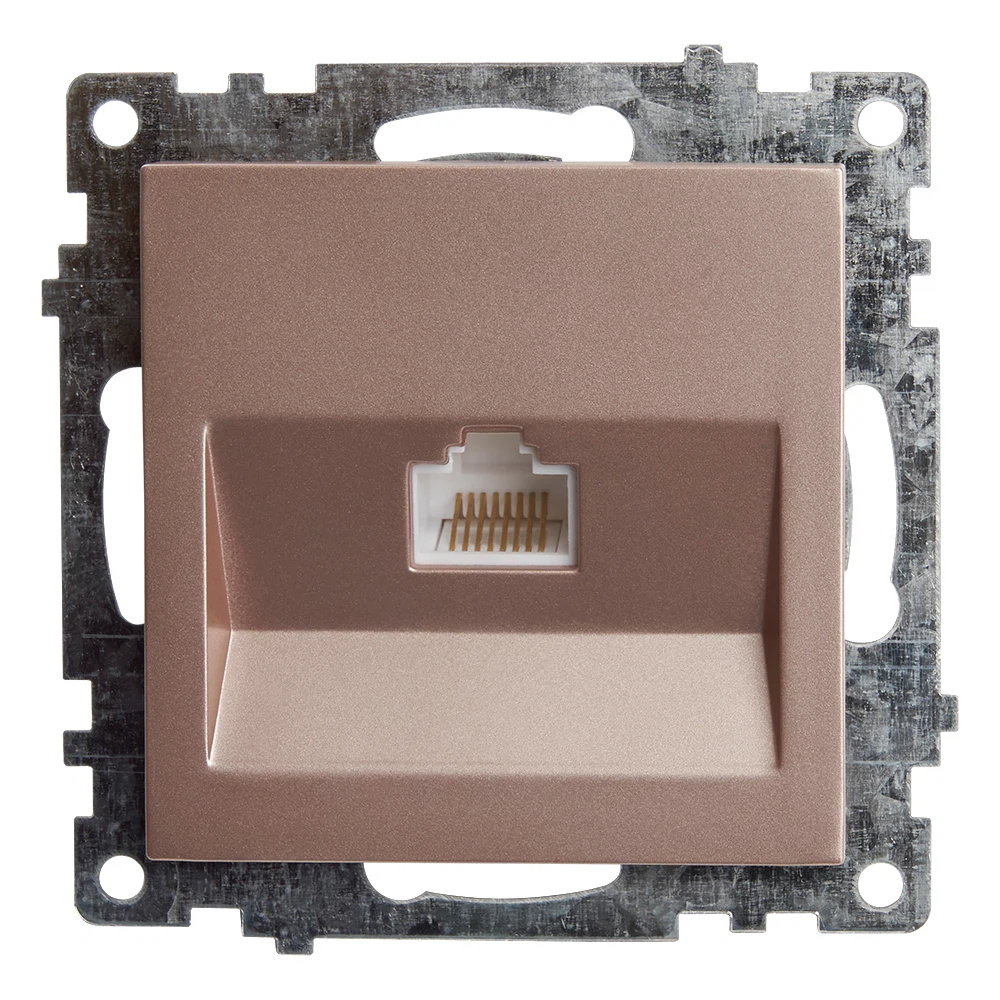 Изображение товара Розетка компьютерная STEKKER Катрин RJ-45 с защитными шторками, шампань