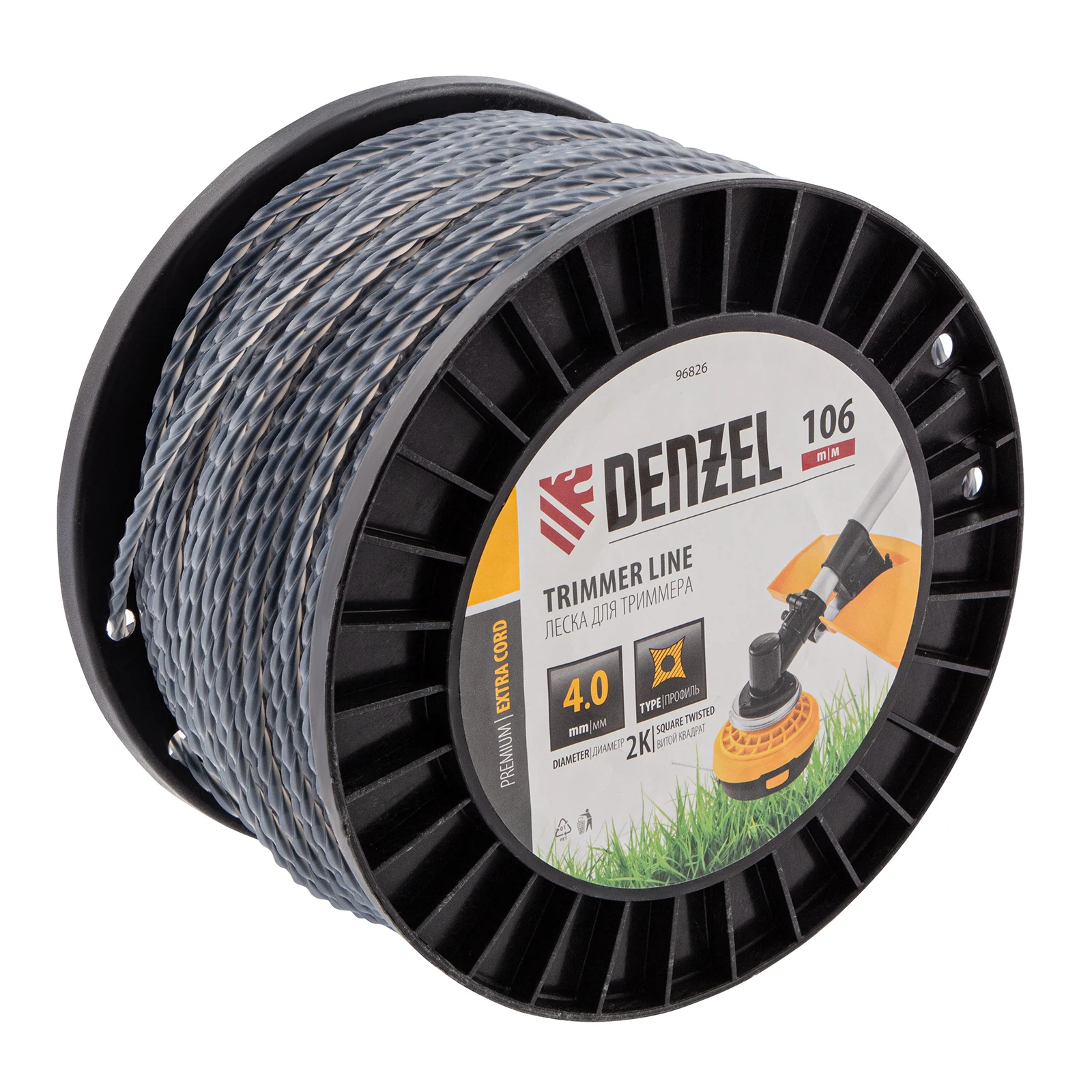 Изображение товара Леска для триммера Denzel 4,0 мм х 106 м на DIN катушке