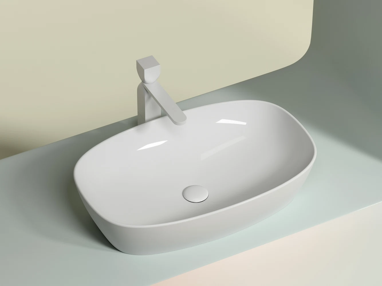 Изображение товара Умывальник овальный накладной Element 600x380мм фарфор белый