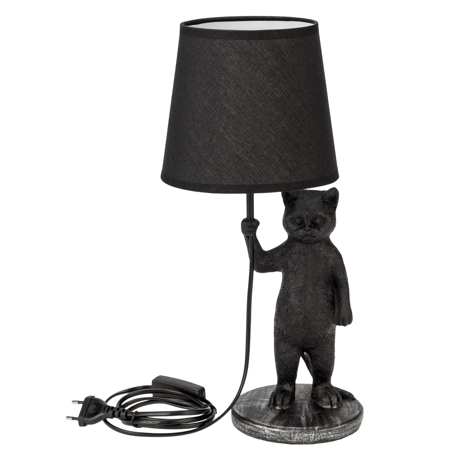 Изображение товара Декоративный настольный светильник МОБИ Кот с зонтом 40 Вт черный