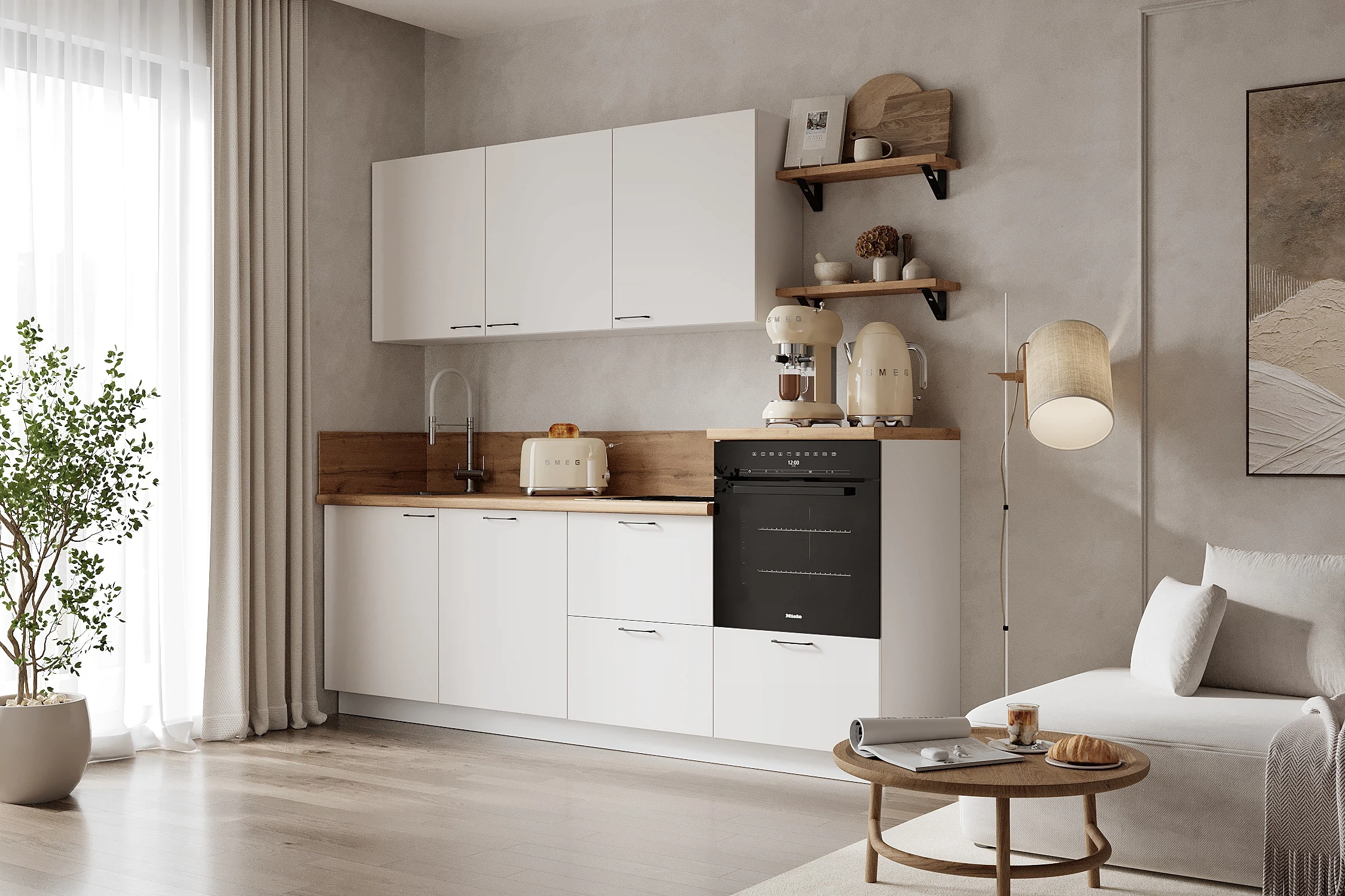 Изображение товара Кухня Арника ПВХ, Белый софт матовый, артикул 00-00285341, размер 60*240*240