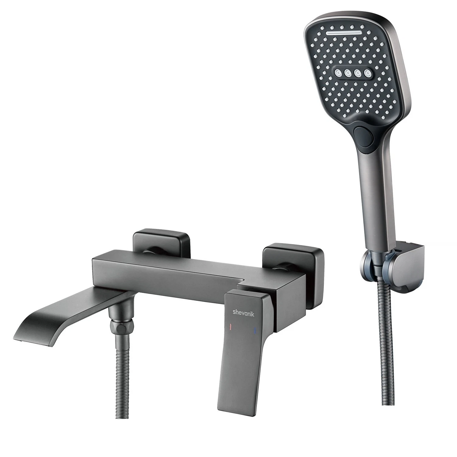 Изображение товара Смеситель для ванны Shevanik S4002T с душем, оружейная сталь