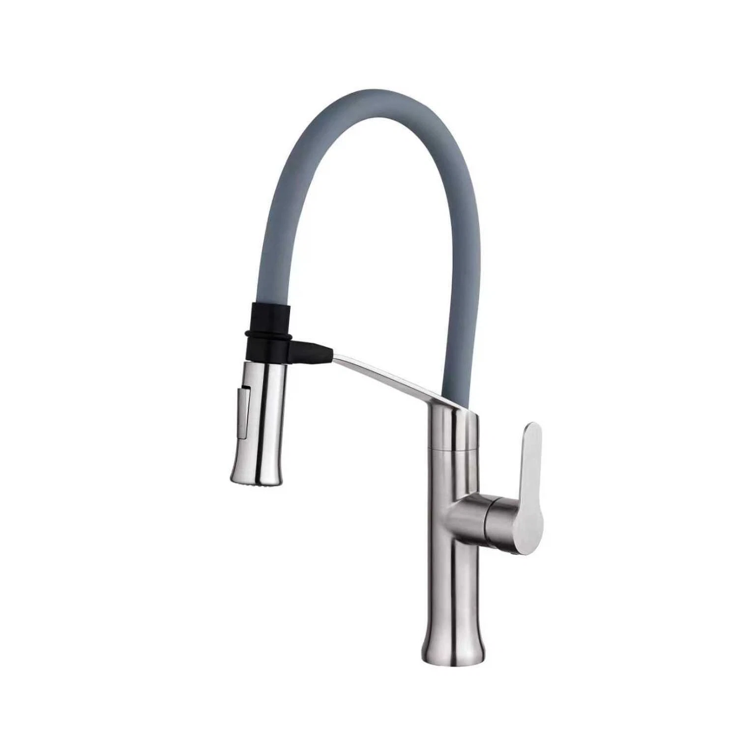 Изображение товара Смеситель для кухни с гибким изливом FASHUN A54501-12, сатин/серый