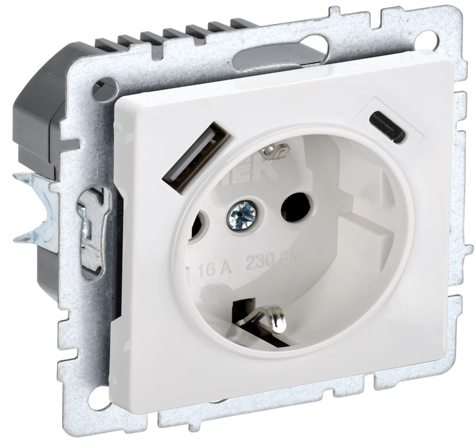 Изображение товара Розетка с USB ИЭК BRITE с заземлением и защитой, 16А