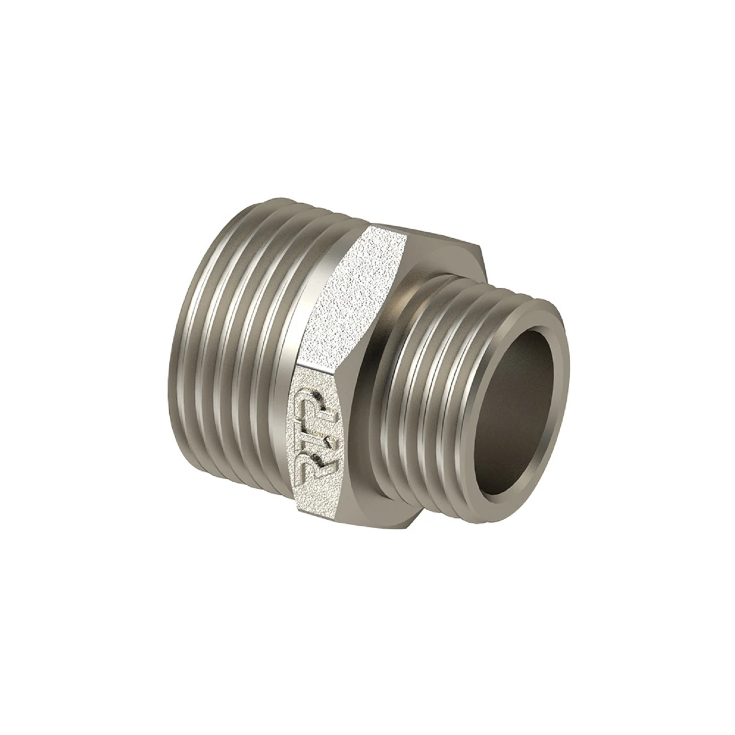 Изображение товара Ниппель переходной, латунь, наружная резьба 1"х3/4", индивидуальная упаковка, никель, RTP