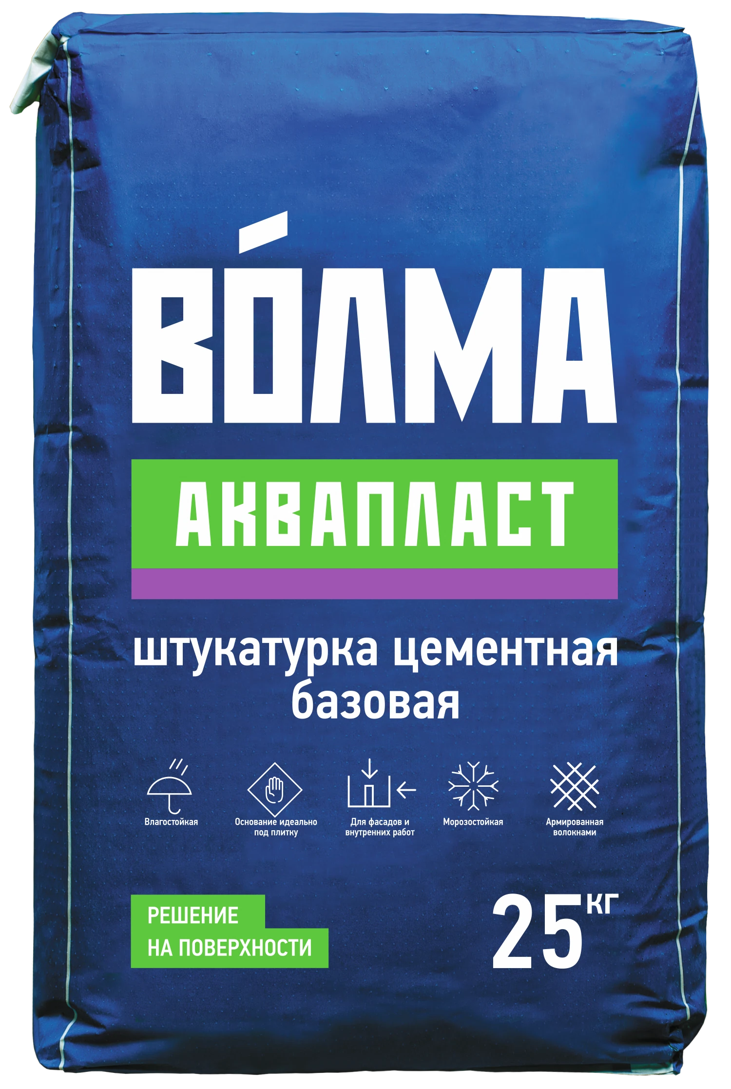 Изображение товара Цементная штукатурка Волма-Аквапласт 25 кг для внутренних и наружных работ