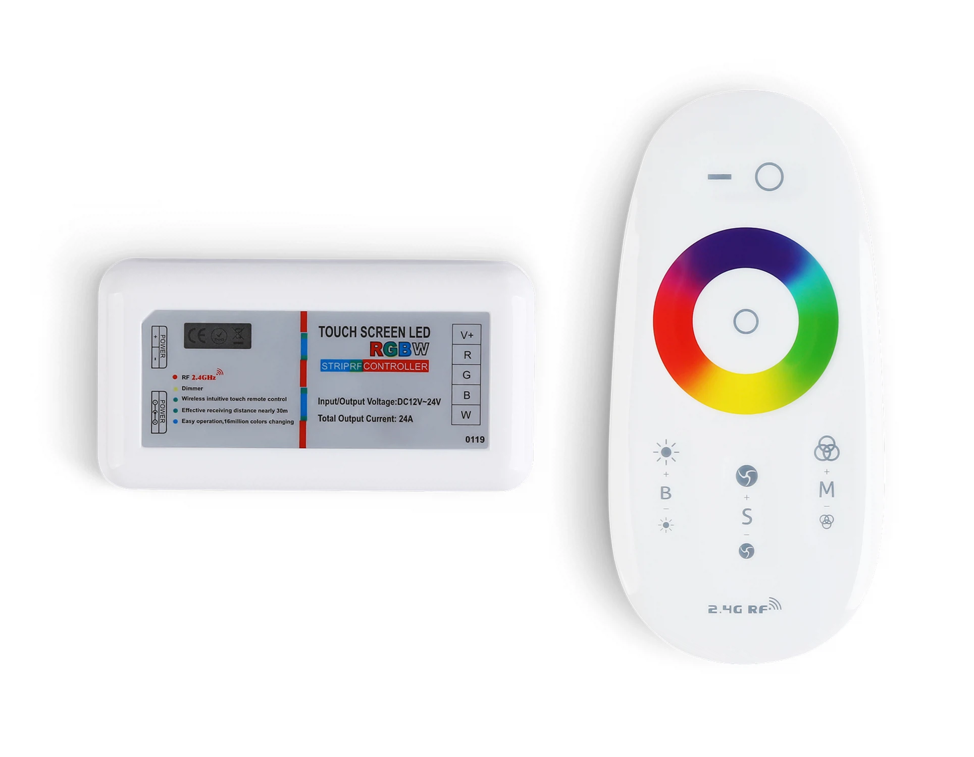 Изображение товара Контроллер для светодиодных лент RGB/RGBW с управлением белого света с сенсорным радио пультом AMBRELLA LIGHT 2.4G RGB 18A 12V 216W/24V 432W/RGBW 24A 12V 288W/24V 576W GS11451 (AAA)