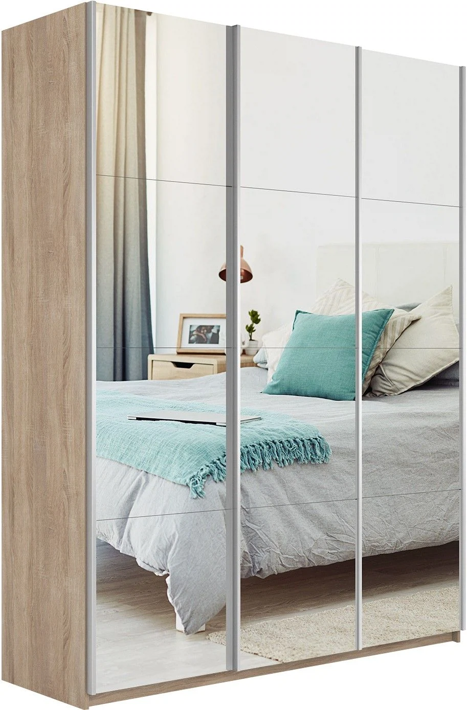 Изображение товара Шкаф-купе Прайм 3-х дверный Зеркала 210х57х230 Сонома(арт.: 1PZZZ_210_S)