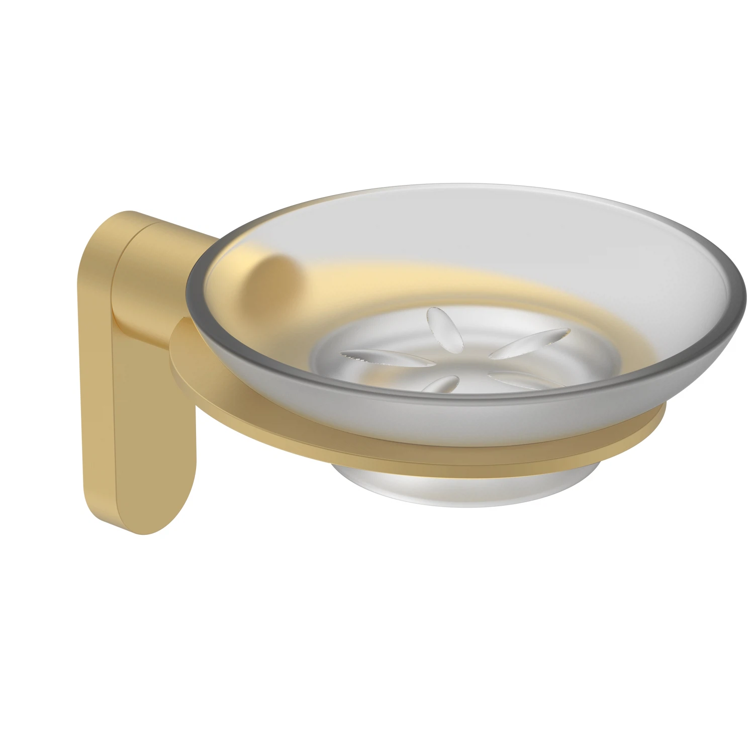 Изображение товара Мыльница стеклянная с держателем Raglo R300.02.03, золотой сатин, круглая, для ванной