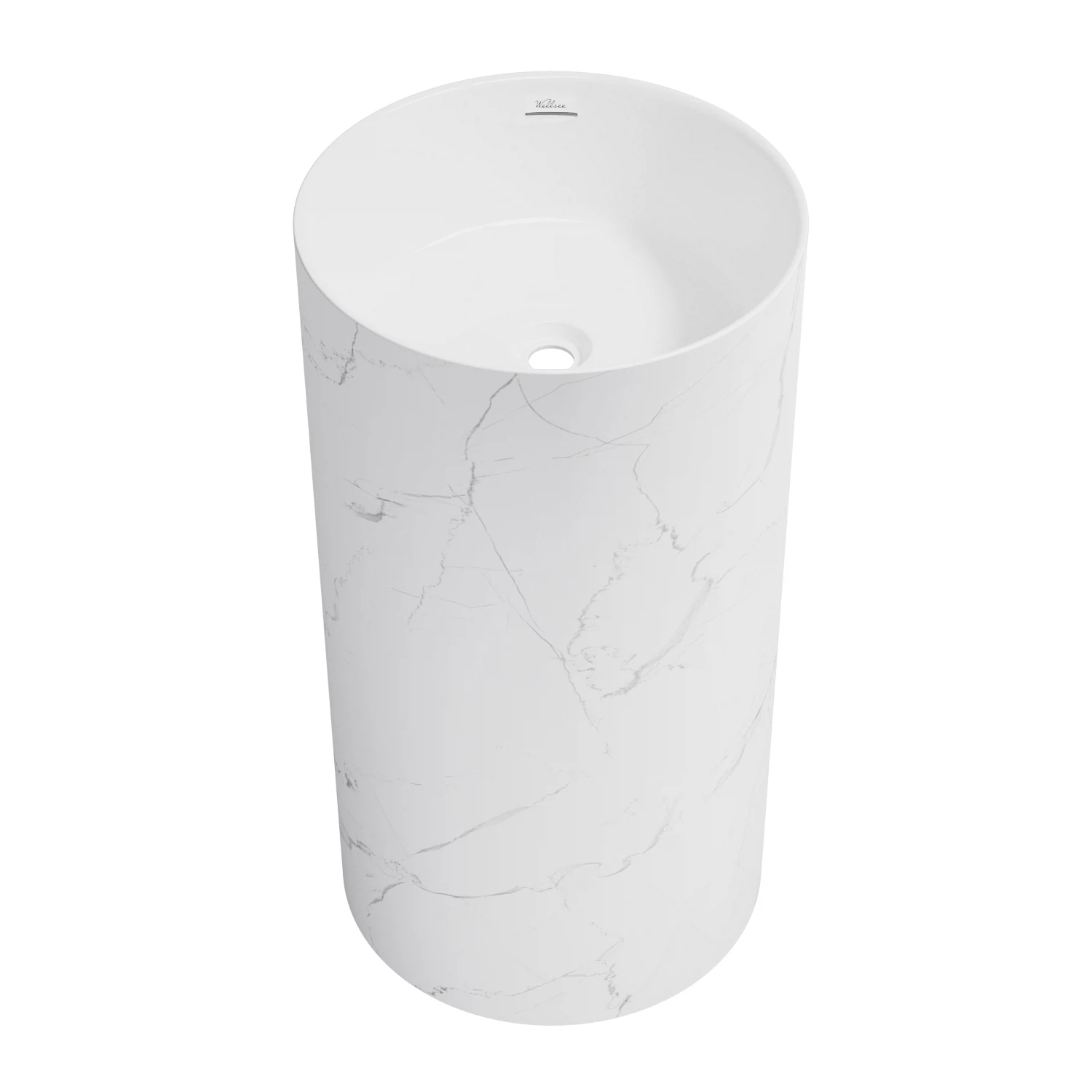 Изображение товара Напольная раковина для ванной Wellsee Chalice Perfection белая 45х45х85 см акрил монолит