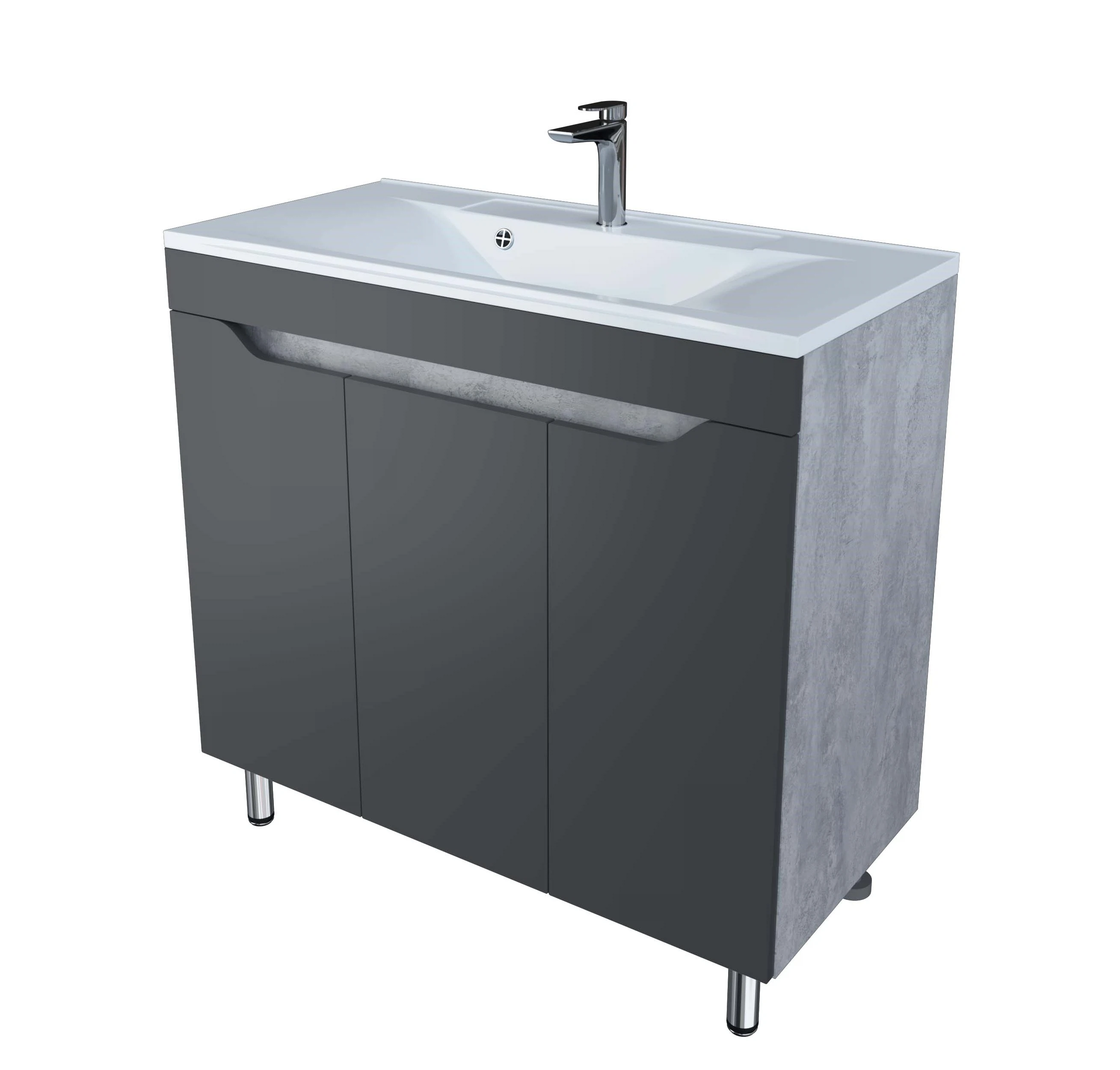 Изображение товара Тумба "Абигель 100", 3 двери, серый / цемент, Milen 100, Stella Polar, SP-00001035