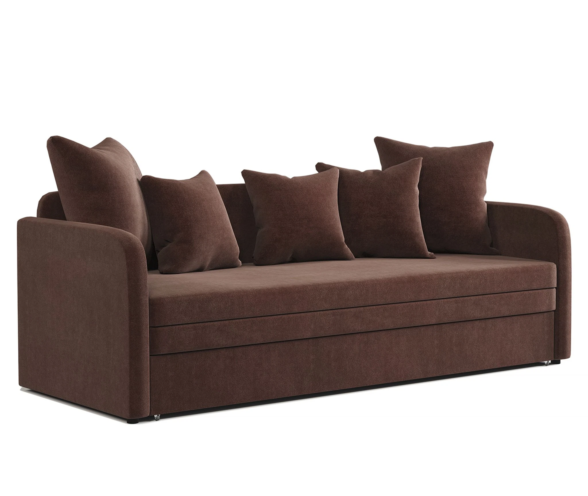 Изображение товара Современная софа Трио велюр Дрим шоколад с механизмом еврософа и бельевым ящиком