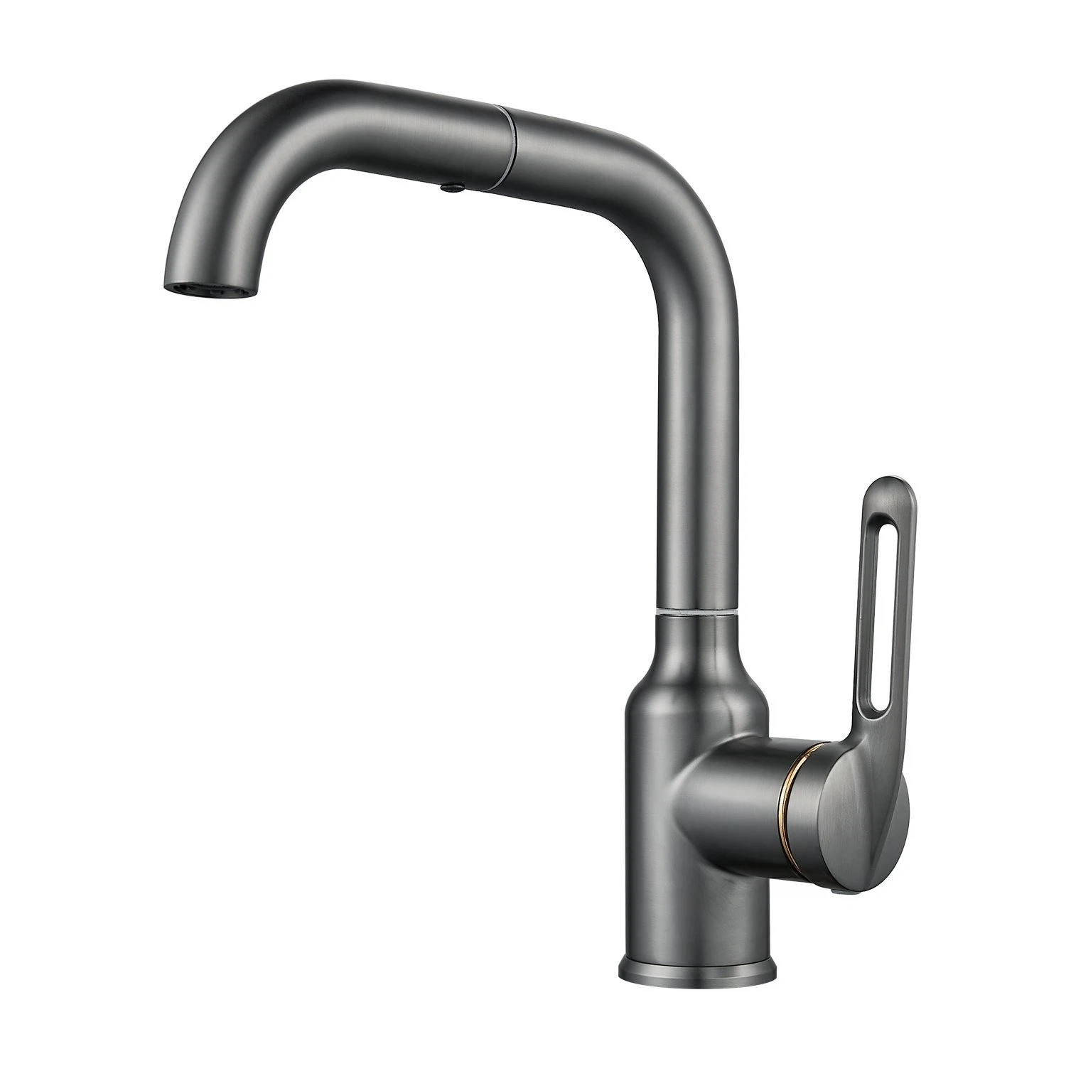 Изображение товара Raffine F201T — поворотный смеситель для умывальника, оружейная сталь