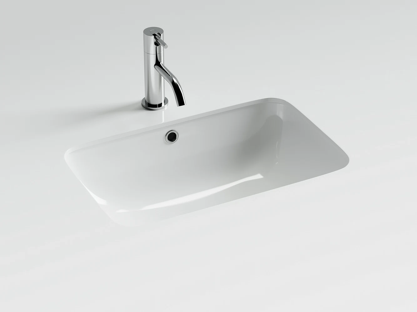 Изображение товара Раковина встраиваемая снизу 540x360x190 белая с отверстием слива и переливом CN7018