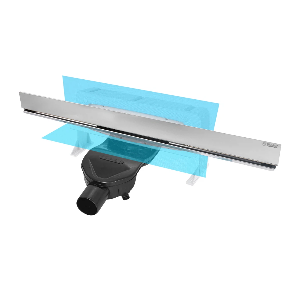 Изображение товара Душевой лоток BERGES WALL 600 пристенный, матовый хром, S-сифон D50 H60 боковой