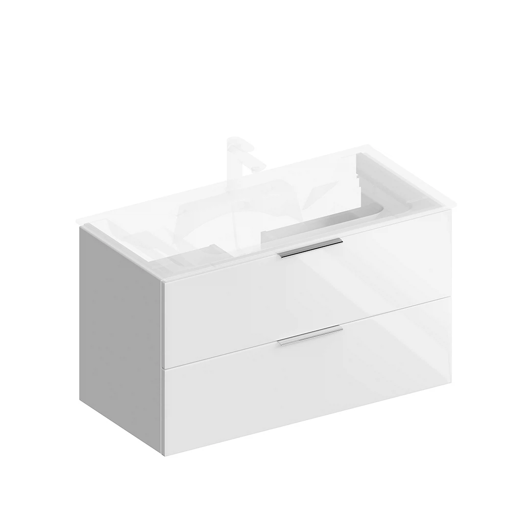 Изображение товара Тумба Piano Forte/Пиано Форте подвесная 95 см, 2 ящика, белый глянцевый