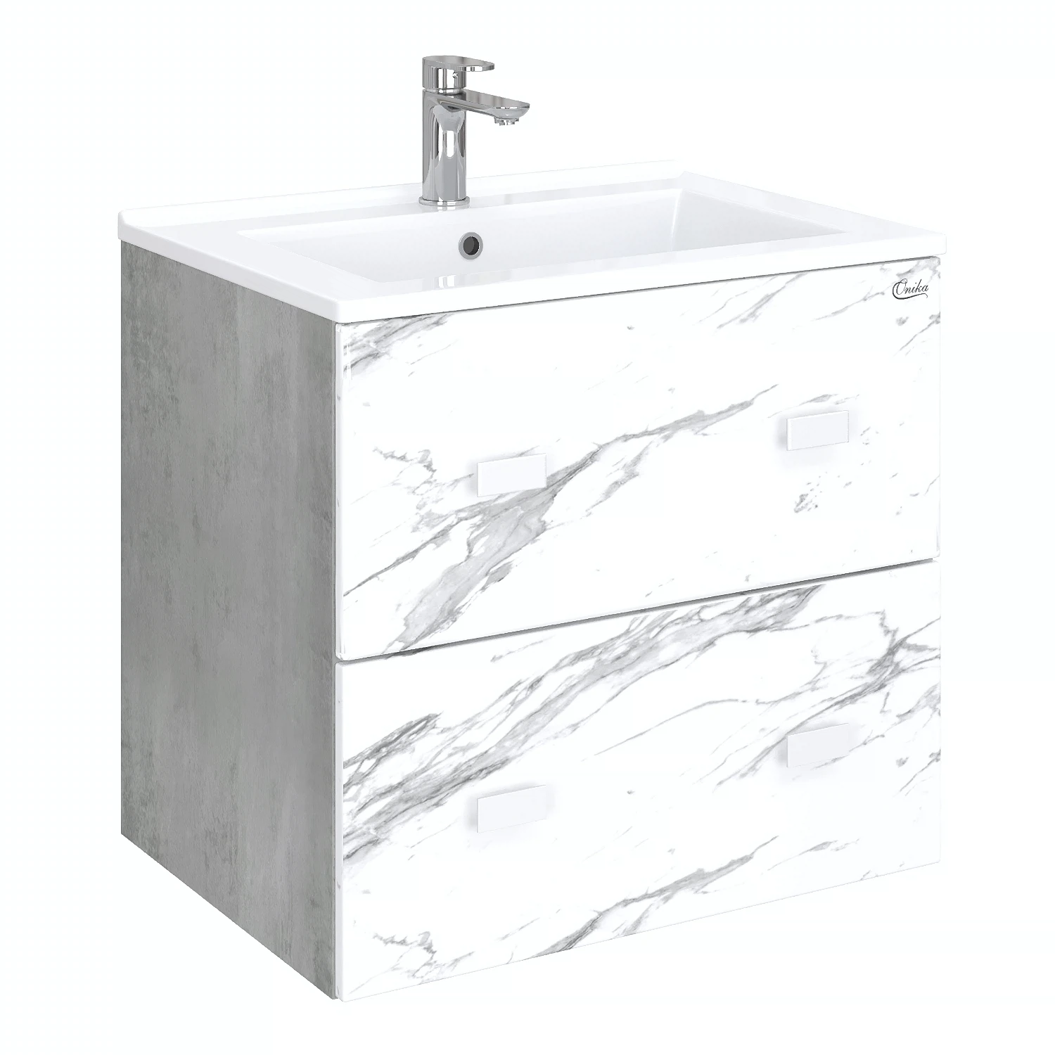 Изображение товара Подвесная тумба для ванной комнаты ONIKA Марбл 65, мрамор и бетонный stone