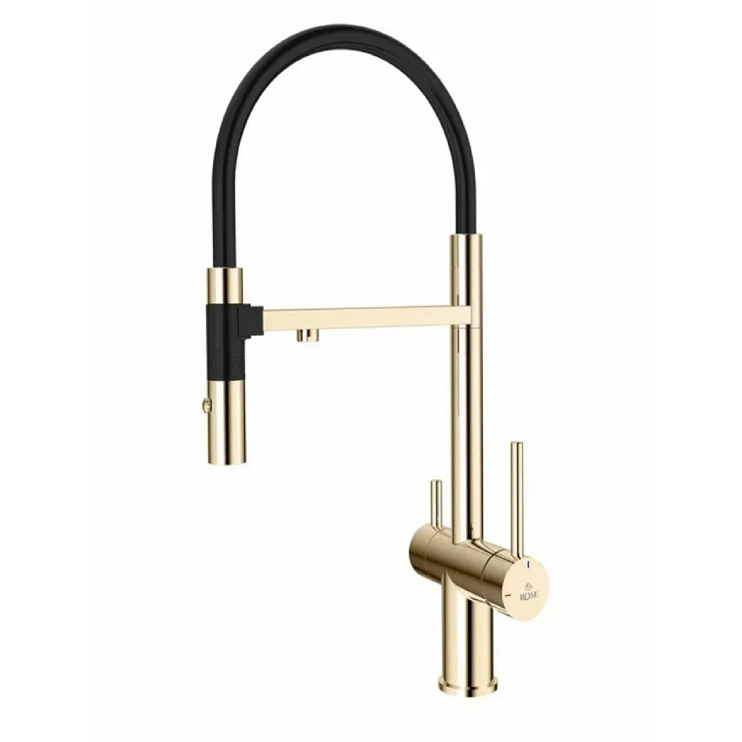 Изображение товара Смеситель для кухни с гибким изливом, подключением к фильтру и режимом "душ" Rose R958E, золото