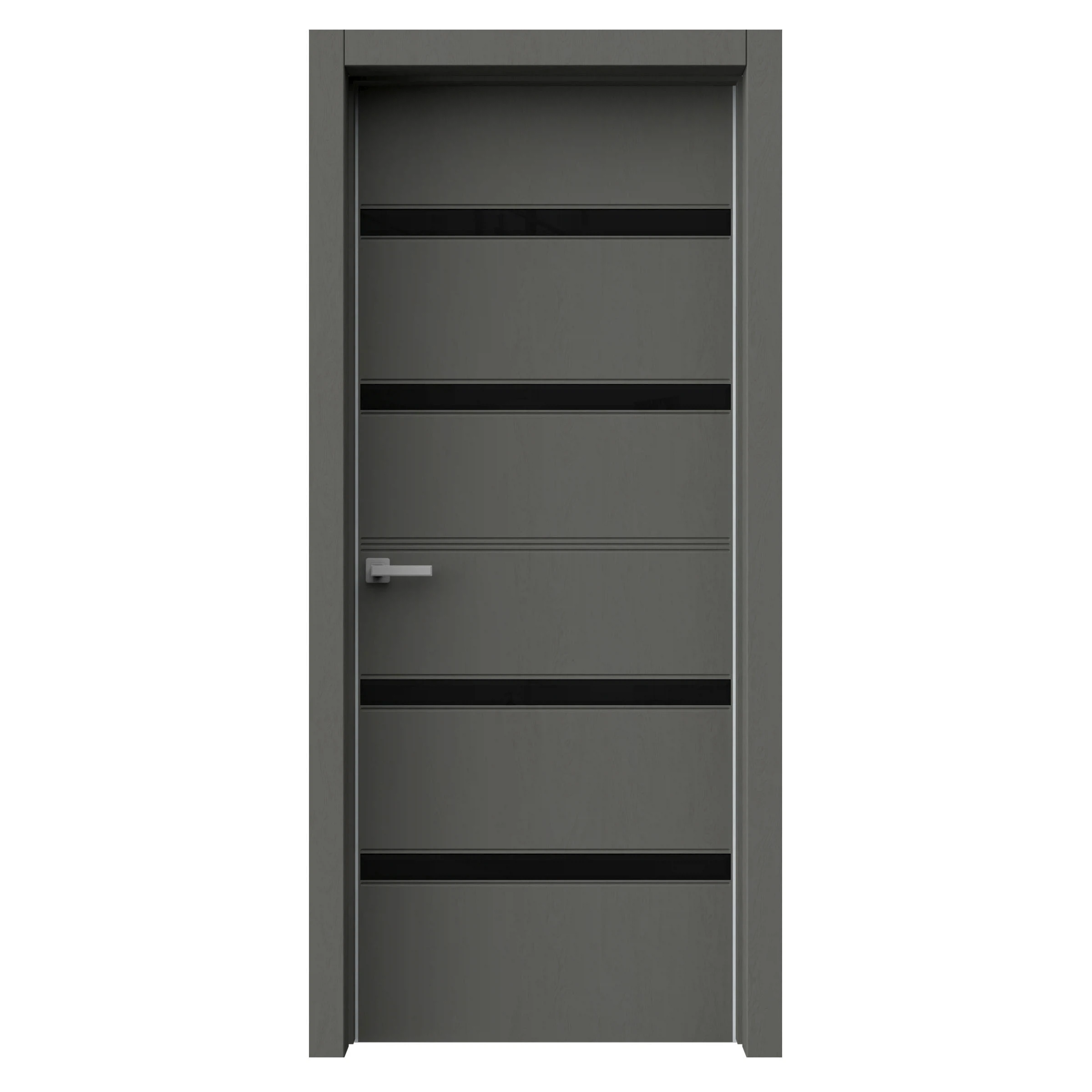 Изображение товара Межкомнатная дверь со стеклом ВДК Emalit AL Plus Линии Grey Soft 600х2000 мм