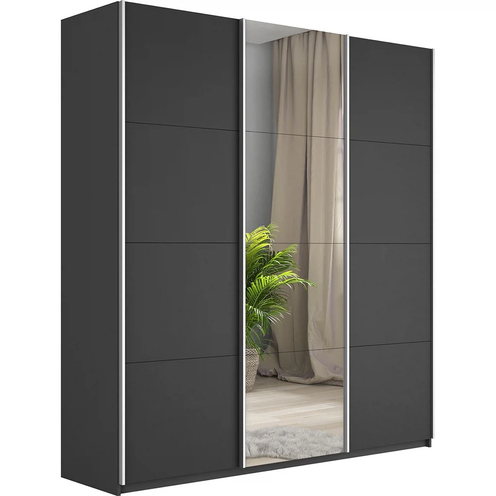 Изображение товара Шкаф-купе Прайм 3-х дверный из ЛДСП и зеркал 180x57x230 мм серый