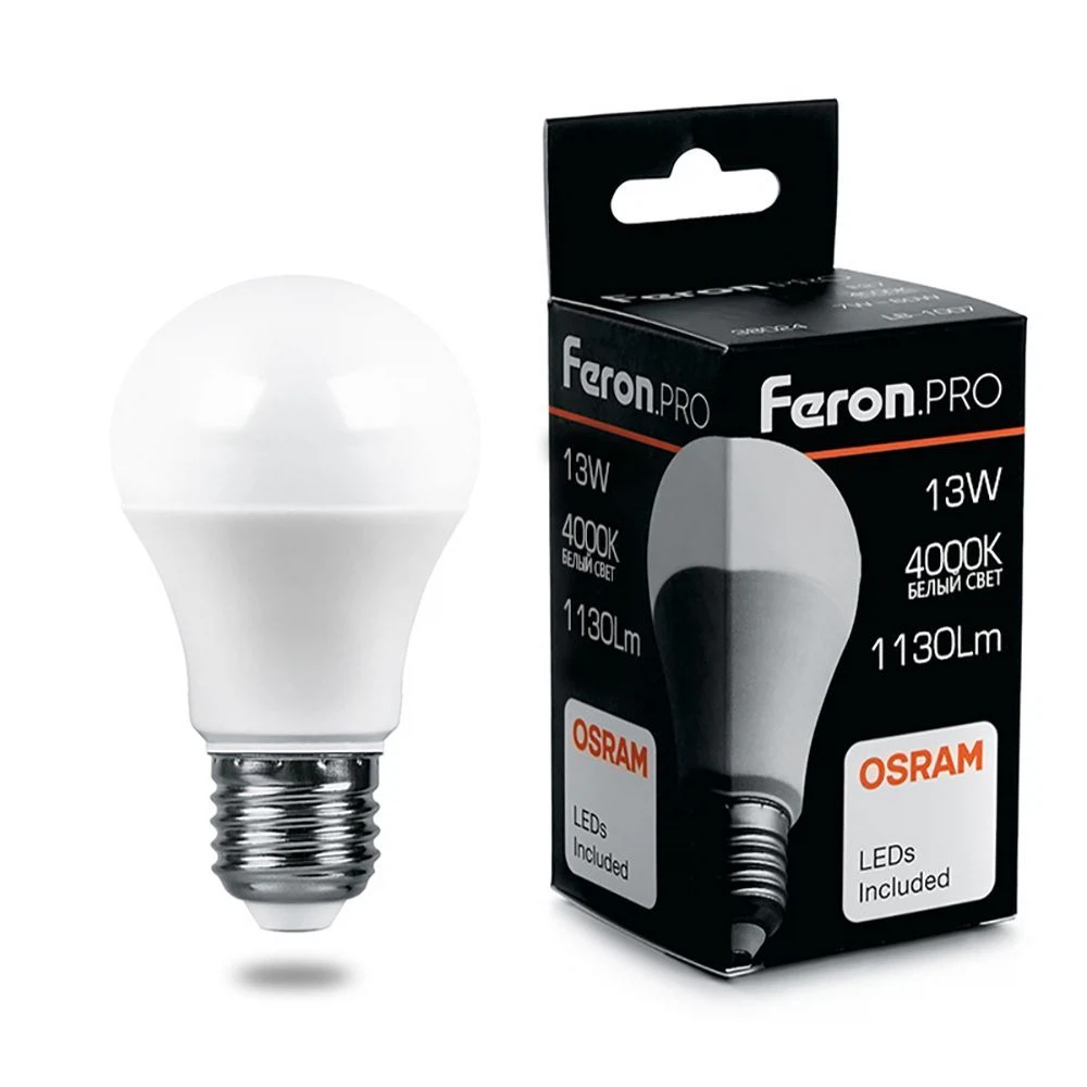 Изображение товара Лампа светодиодная Feron.PRO LB-1013 Шар E27 13W 175-265V 4000K Изображение товара Лампа светодиодная Feron.PRO LB-1013 Шар E27 13W 175-265V 4000K