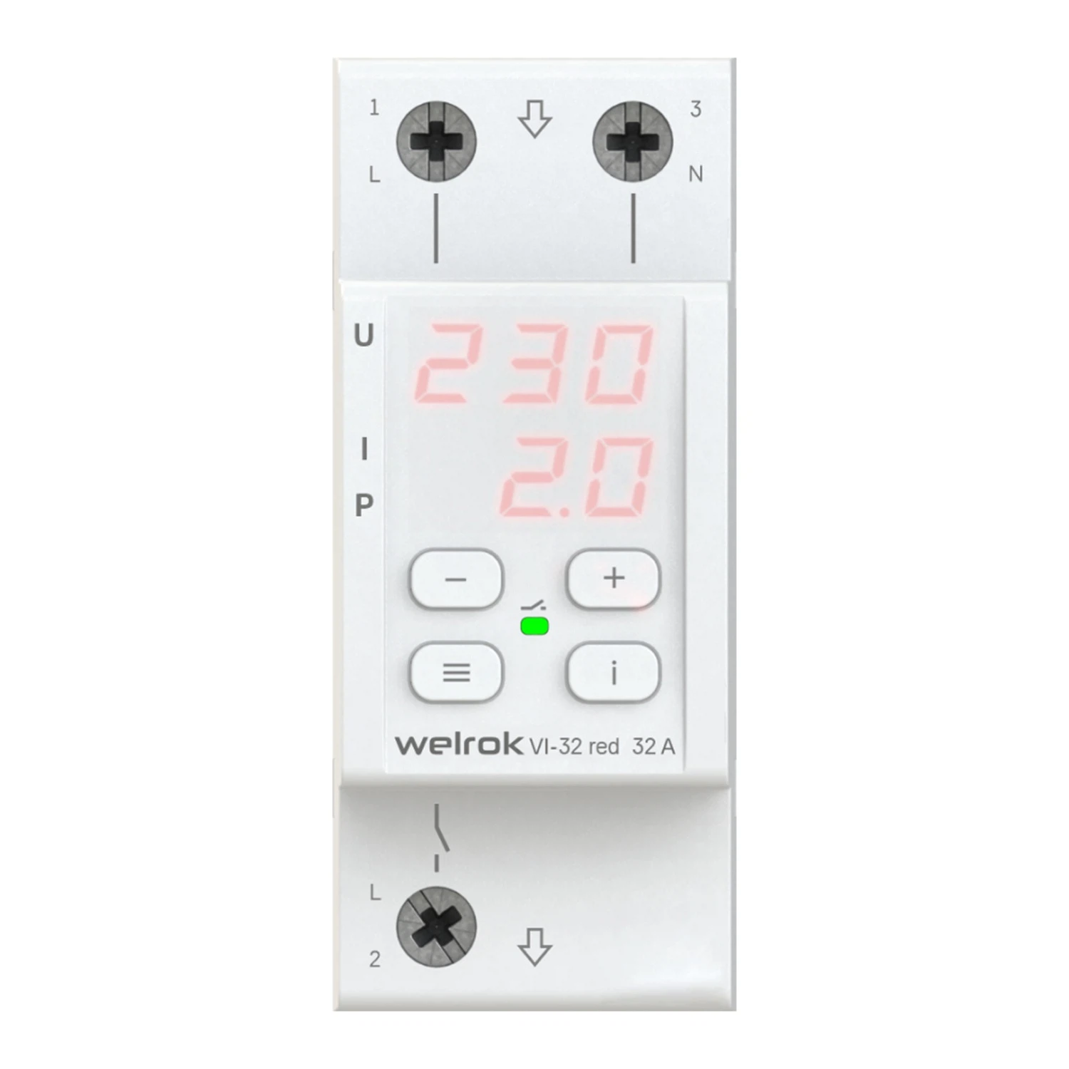 Изображение товара Реле напряжения Welrok VI-32 red с контролем тока и мощности