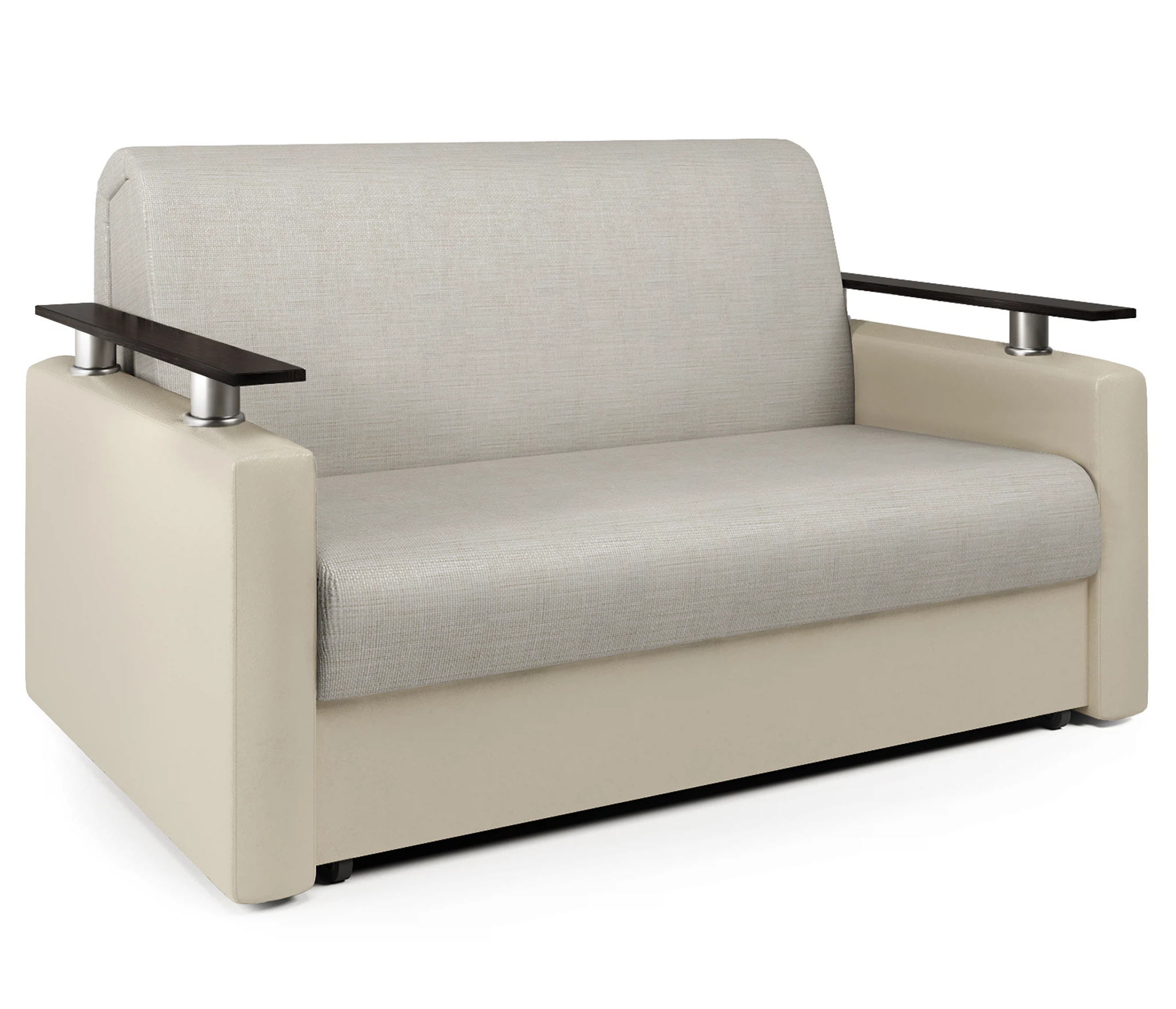 Изображение товара Диван-кровать Шарм 120 эко-кожа беж и шенилл беж с механизмом аккордеон