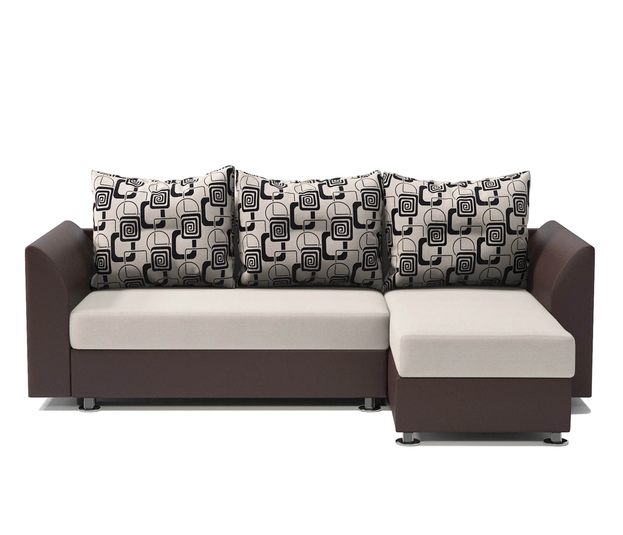 Изображение товара Угловой диван Ария Скала правый экокожа шоколад ромб с ящиком для белья