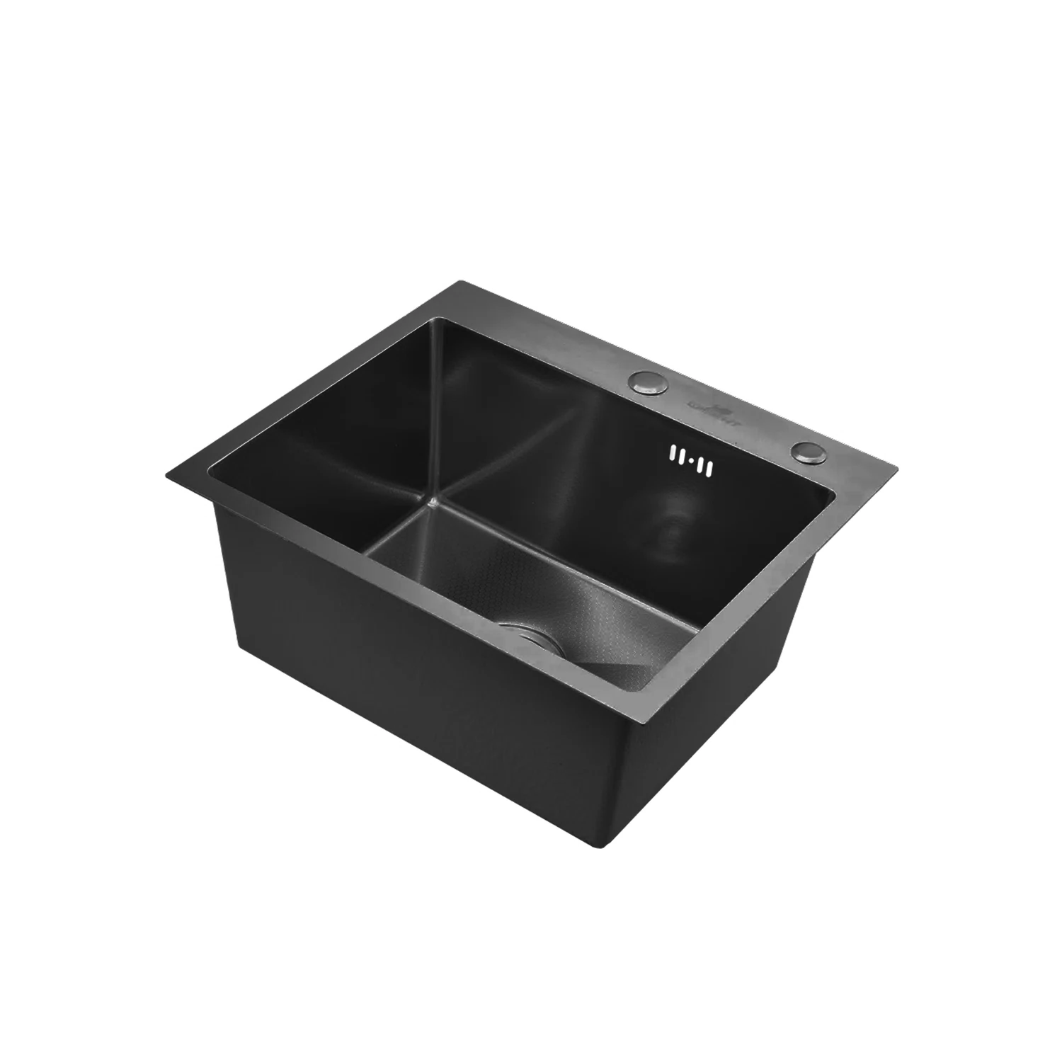 Изображение товара Мойка для кухни нержавеющая 50х44, рифленая, с PVD покрытием графит. Сифон с ситечко.