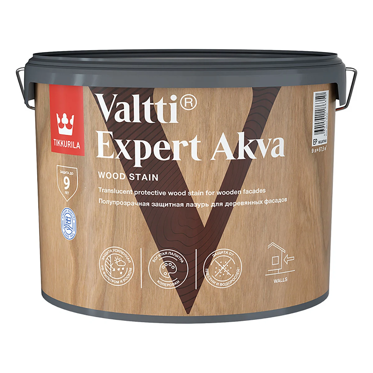 Изображение товара Лазурь высокоэффективная защитная TIKKURILA VALTTI EXPERT AKVA, полуматовая, орегон (9л)