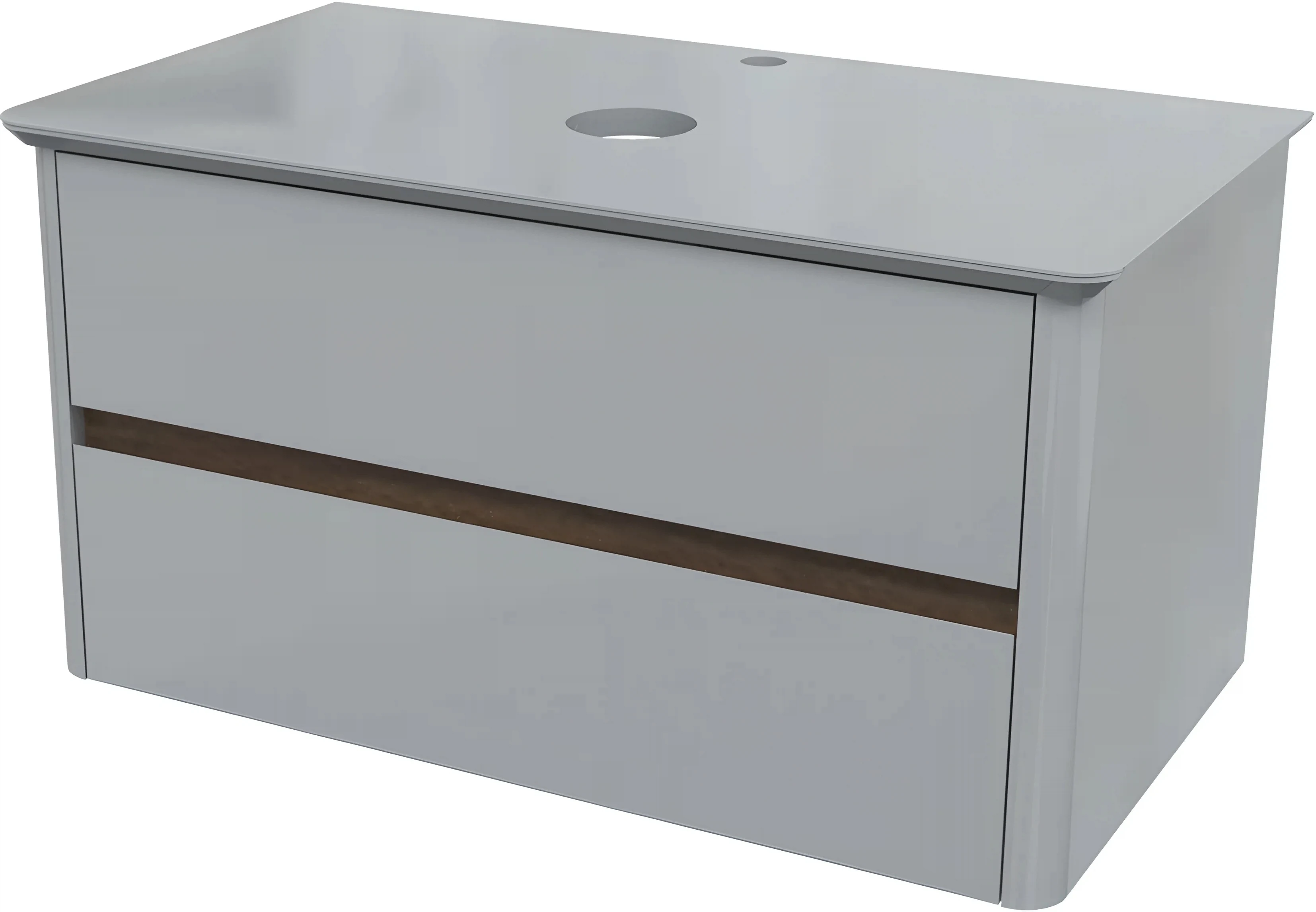 Изображение товара Подвесная серая тумба для ванной Marka One Monro 80П со стеклянной столешницей